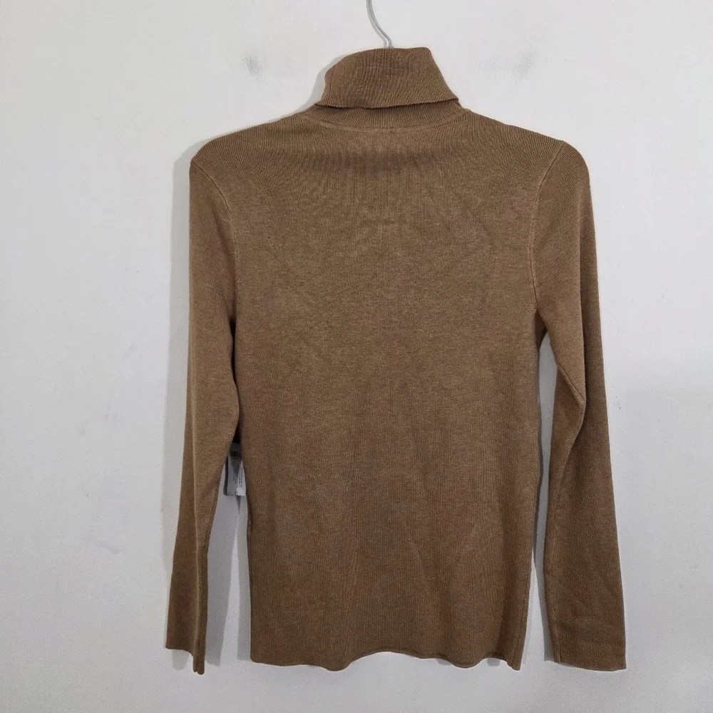 NWT Chico's Ecovero Turtleneck Sweater Camel Heather Size Small Neutral Casual